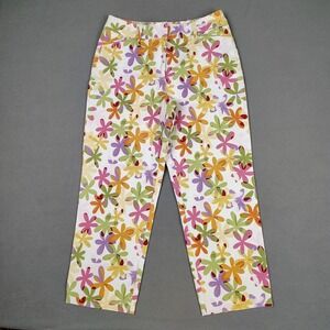 Talbots Floral Pants Women 8 Multicolor Cropped Stretch Casual Spring Easter EC